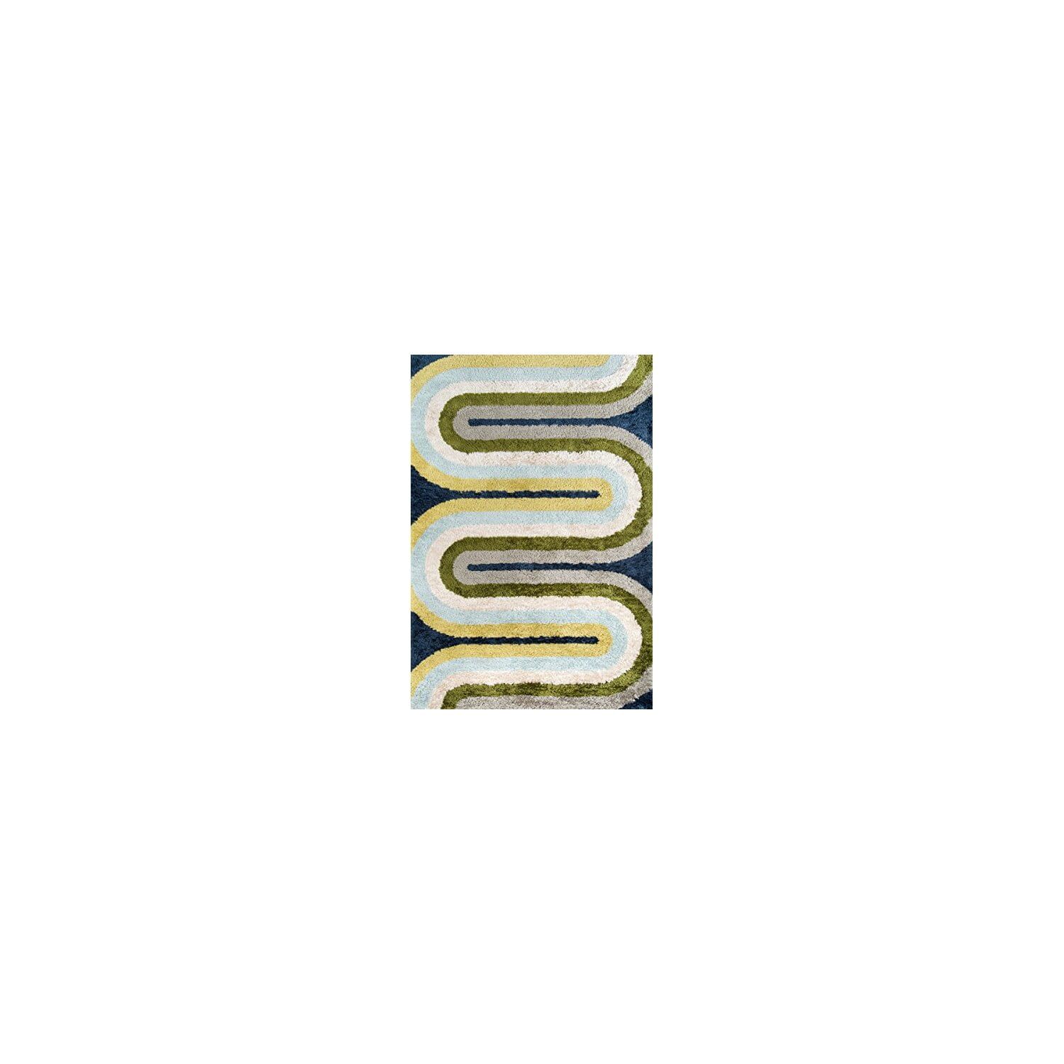 Retro Multicolor Hand-Tufted Shag Rug 5' x 7'