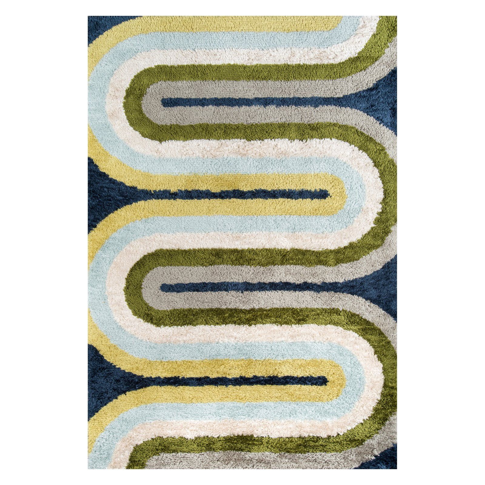 Retro Multicolor Hand-Tufted Shag Rug 7'6" x 9'6"