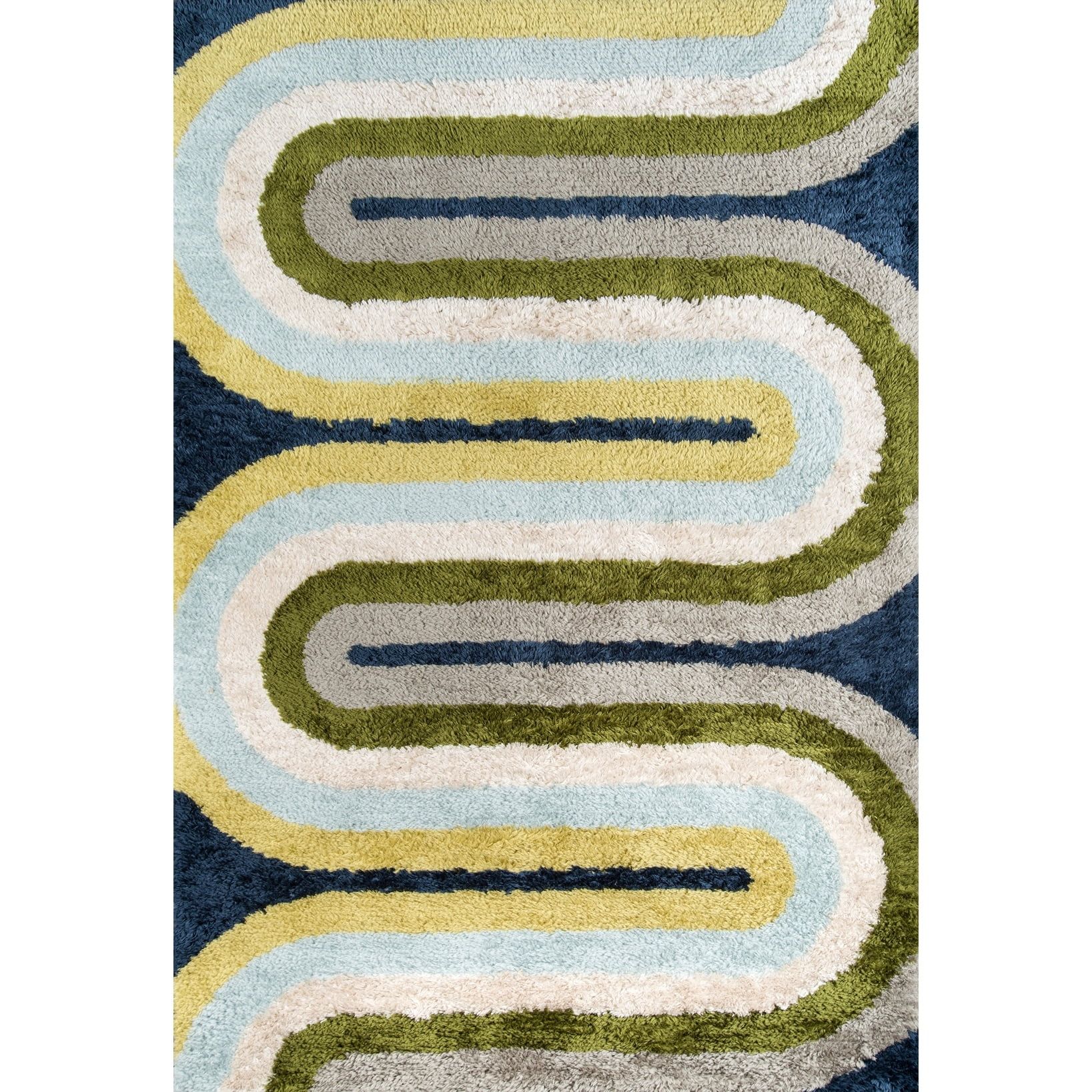 Retro Multicolor Hand-Tufted Shag Rug, 2' x 3'