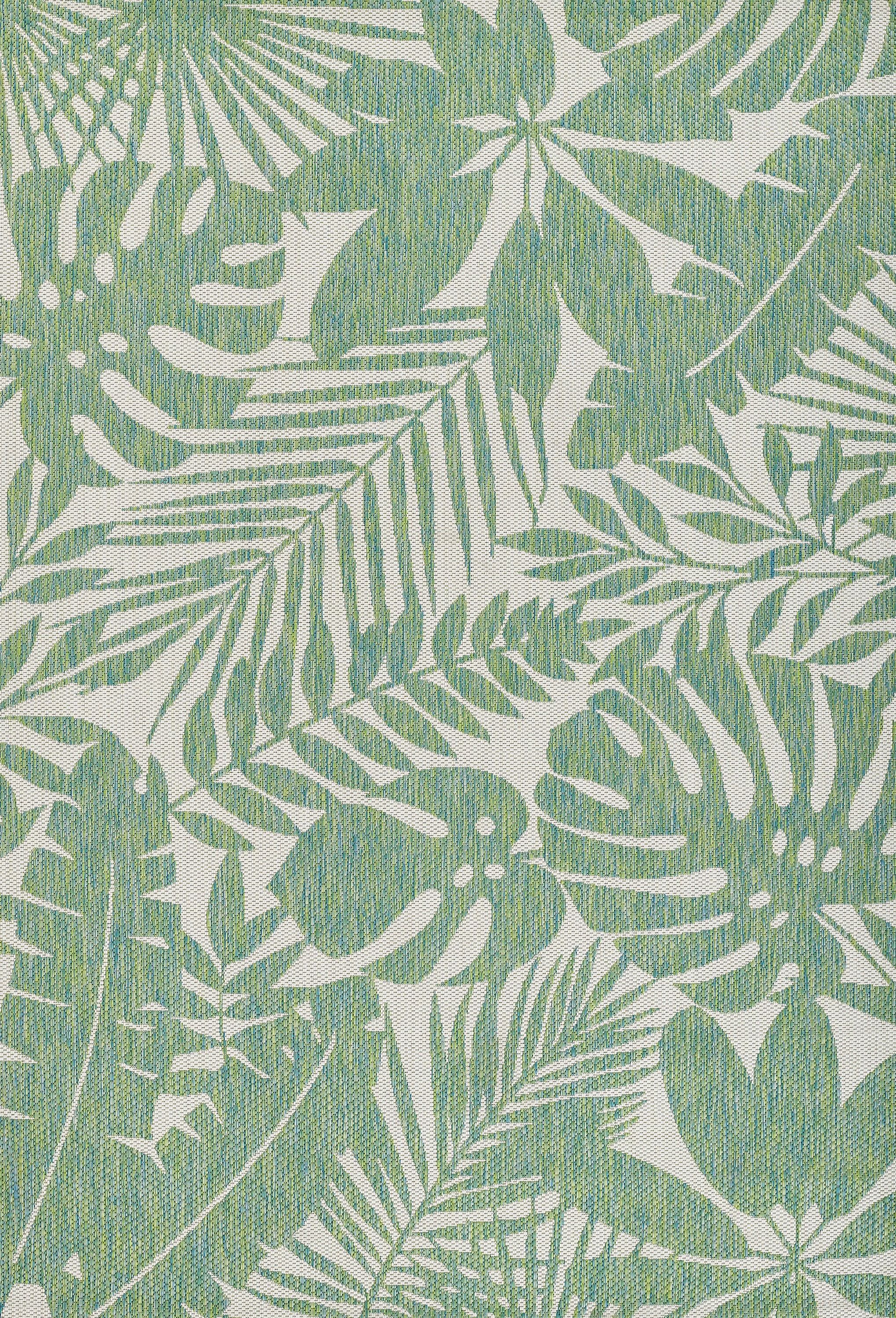 Green and White Synthetic Rectangular Area Rug, 3'3" x 5'
