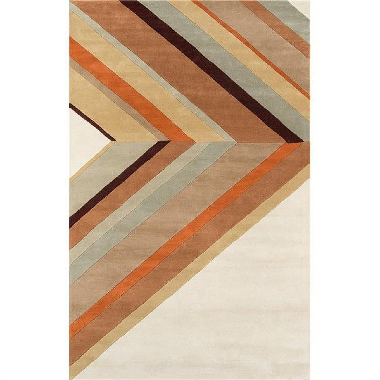 Handmade Contemporary Striped Wool Area Rug, 5' x 8', Brown