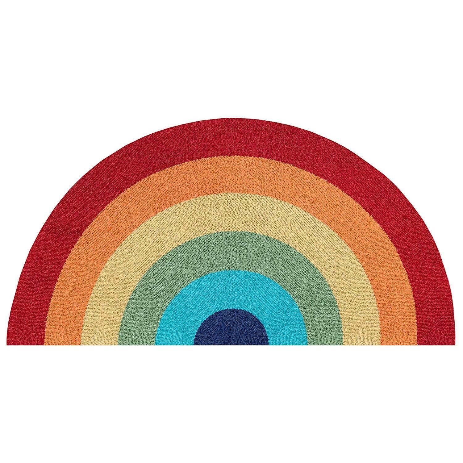 Multicolor Half Moon Rainbow Kitchen Mat with Cotton Backing