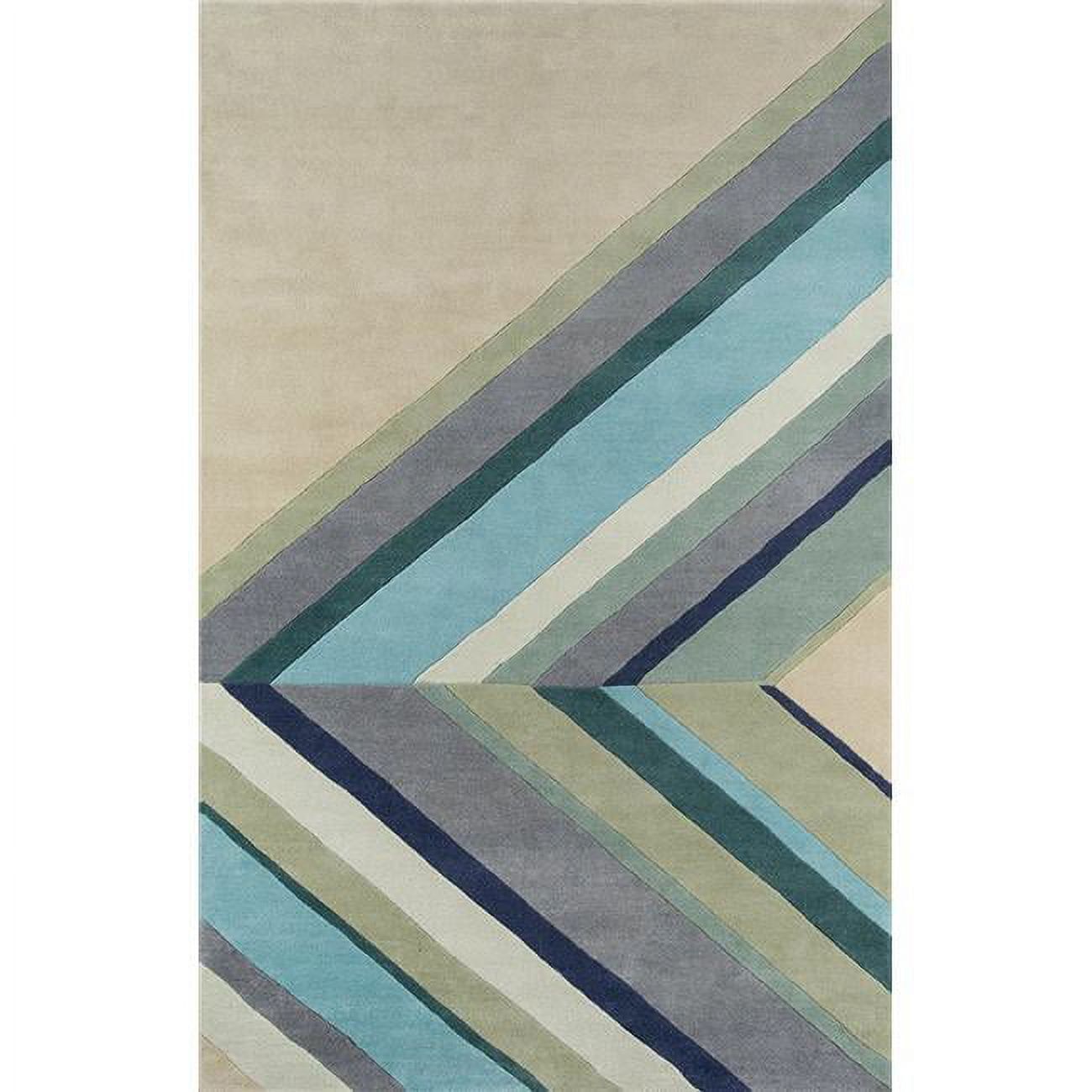 Contemporary Hand-Tufted Blue Wool 9' x 12' Rectangular Area Rug