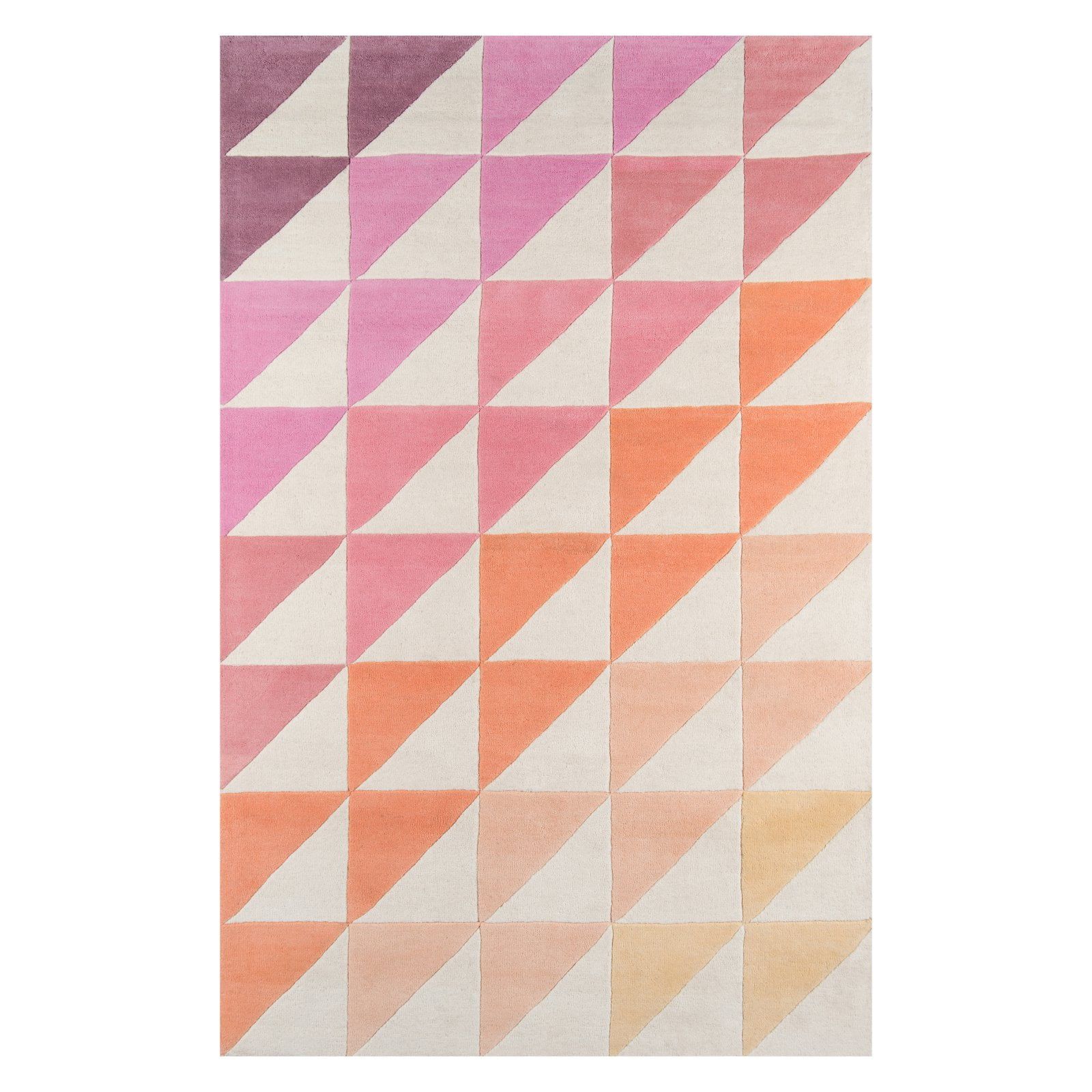 Modern Hand-Tufted Pink Wool Rectangular Area Rug