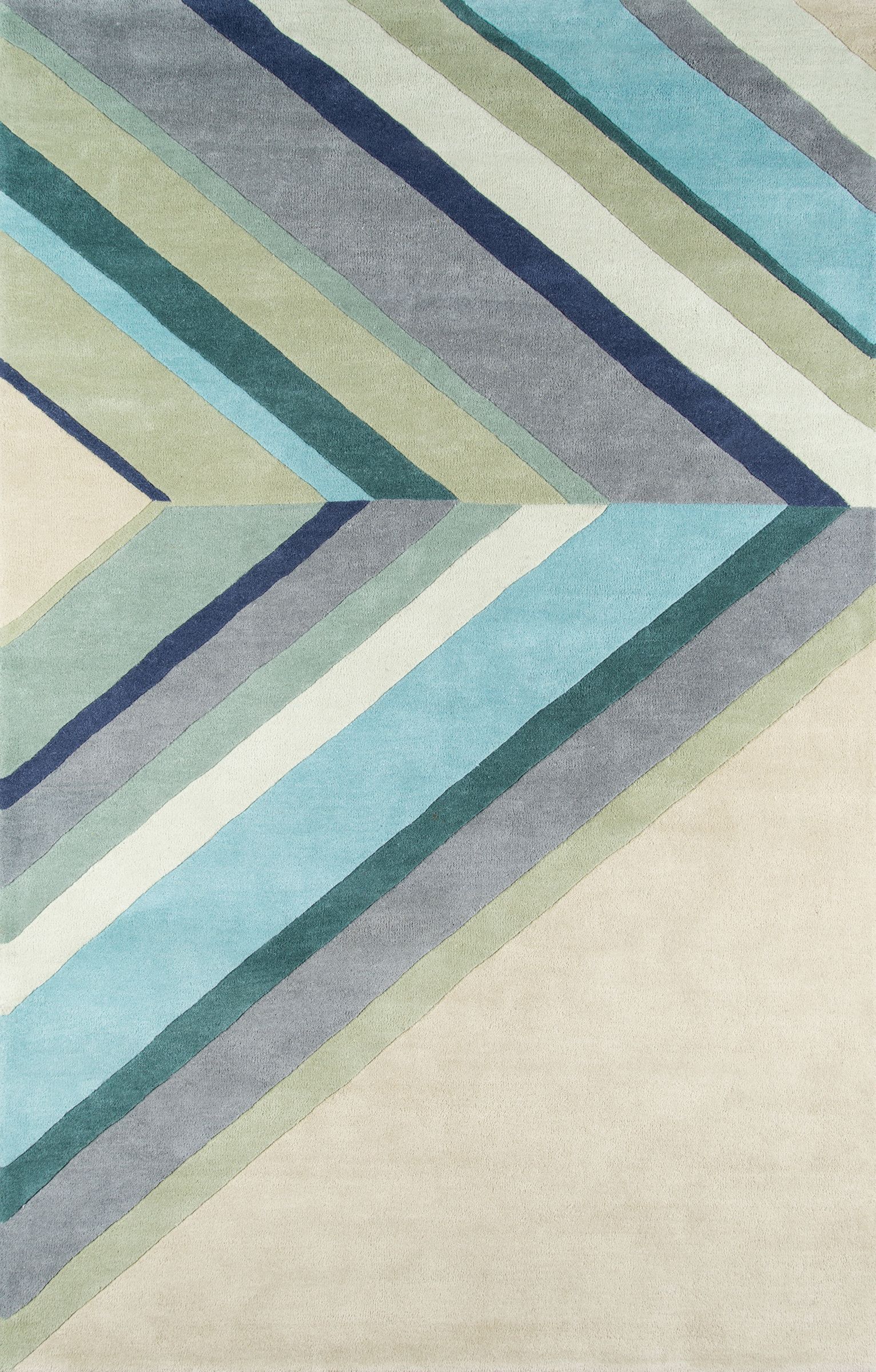 Hand-Tufted Contemporary Striped Blue Wool Area Rug 8' x 10'