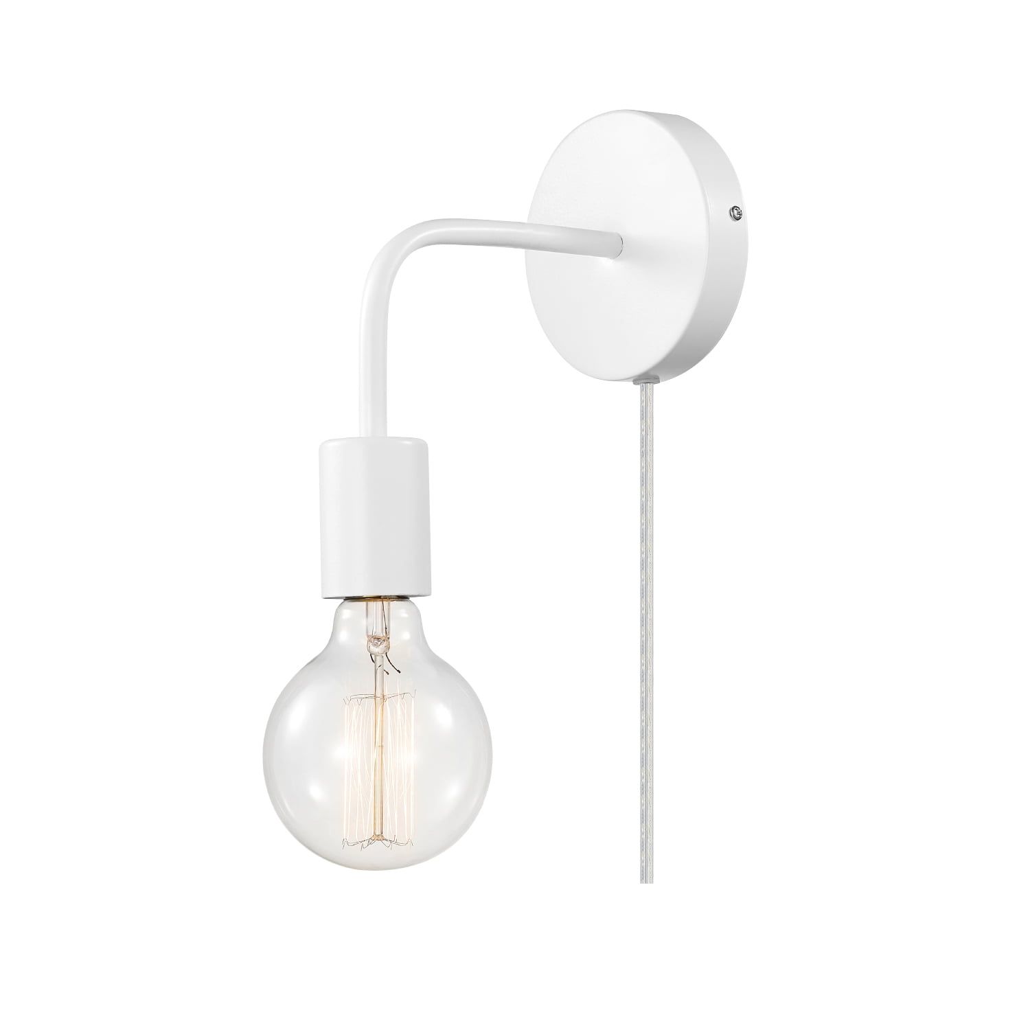 Minimalist Matte White 2-in-1 Wall Sconce with 6-Foot Cord