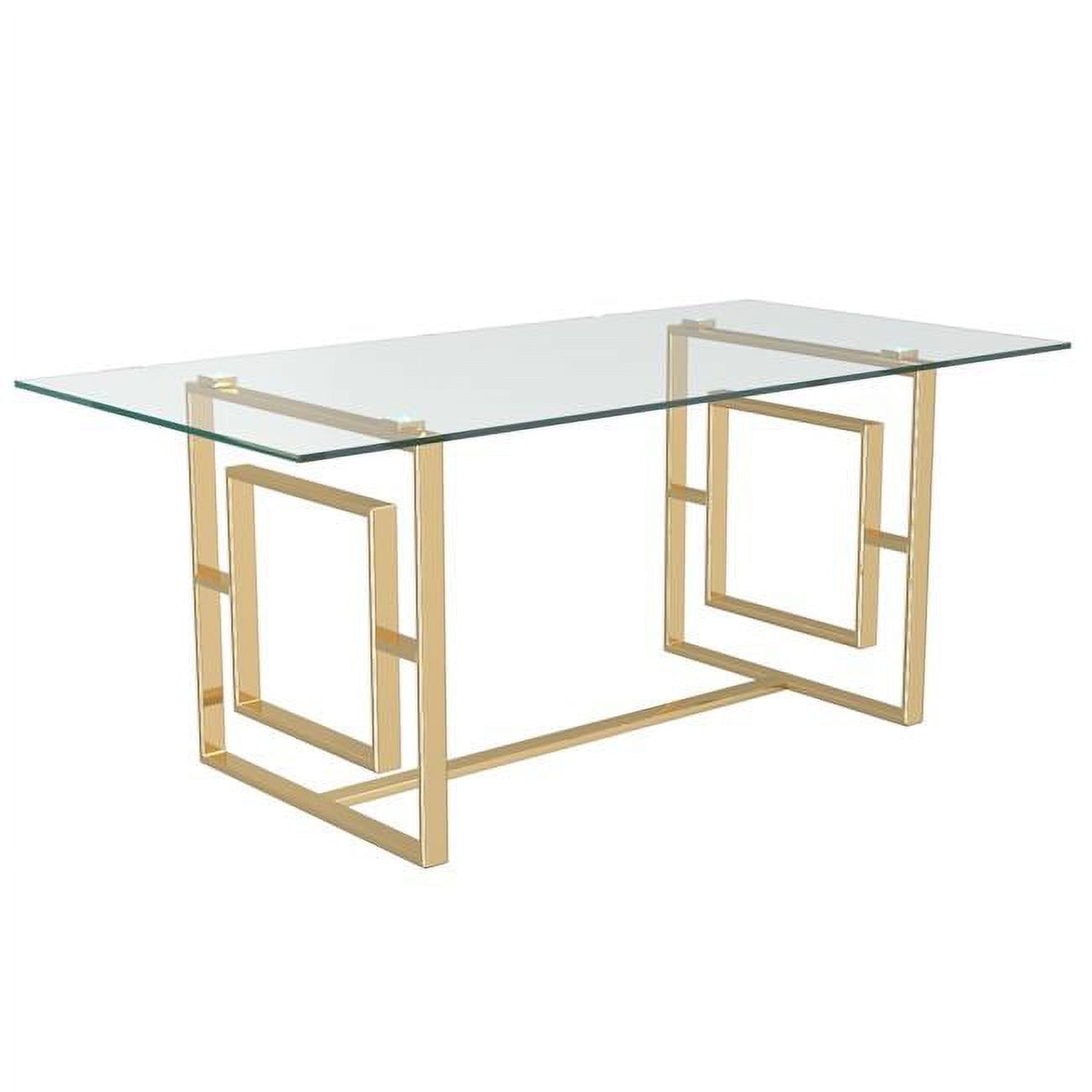 Eros Contemporary 71" Gold and Glass Rectangular Dining Table