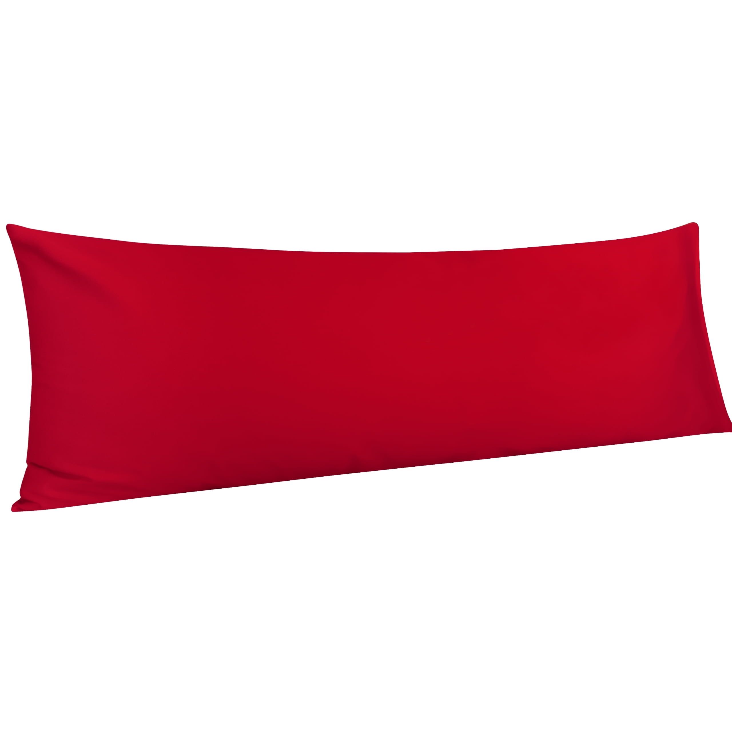 Red Cotton Hypoallergenic Body Pillowcase with Envelope Closure