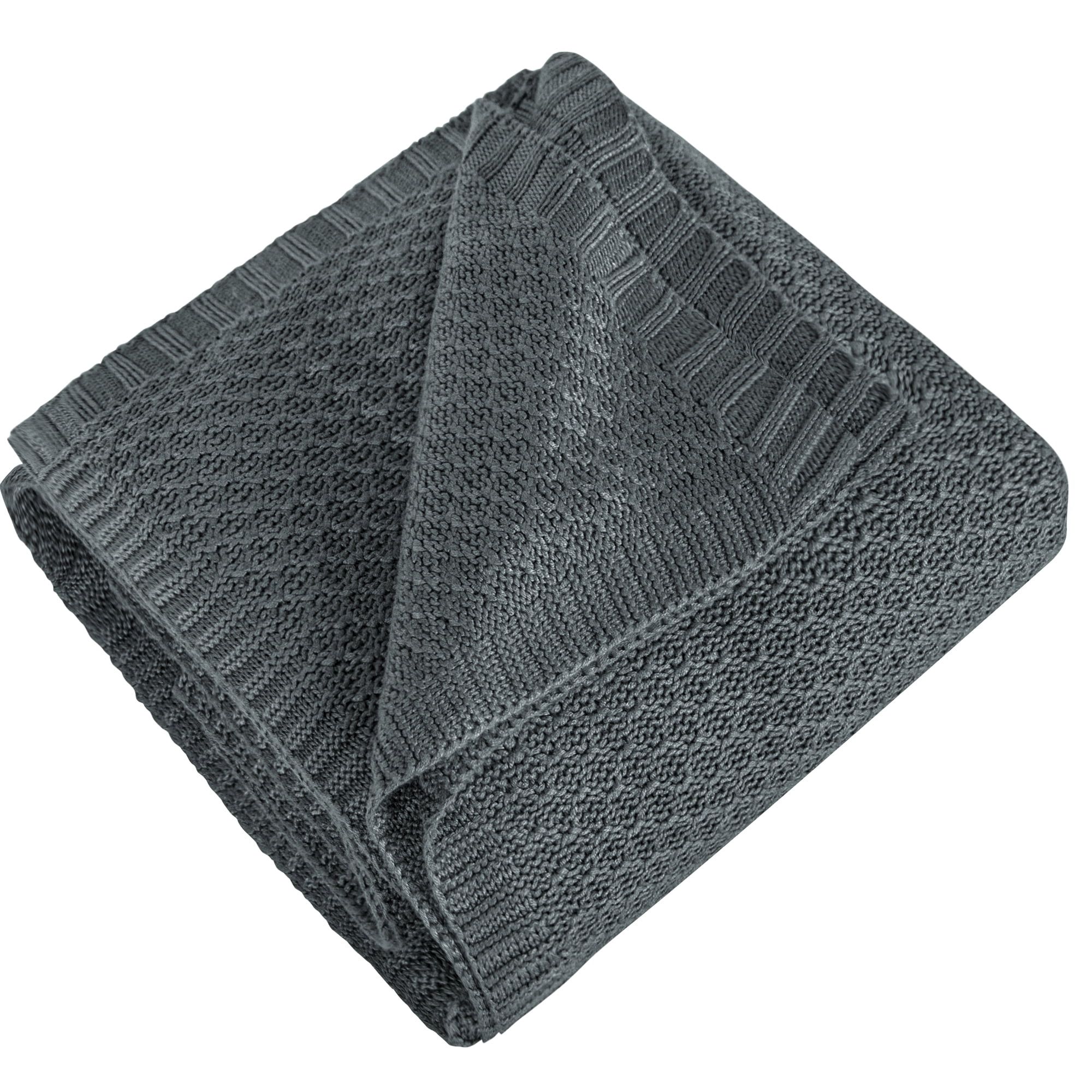 Dark Gray Cooling Knitted Bamboo Throw Blanket, 51" x 67"