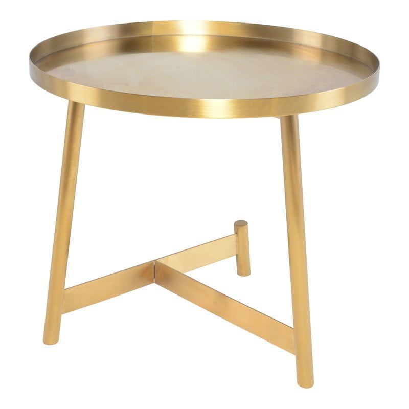 Landon Round Brushed Gold Stainless Steel Side Table