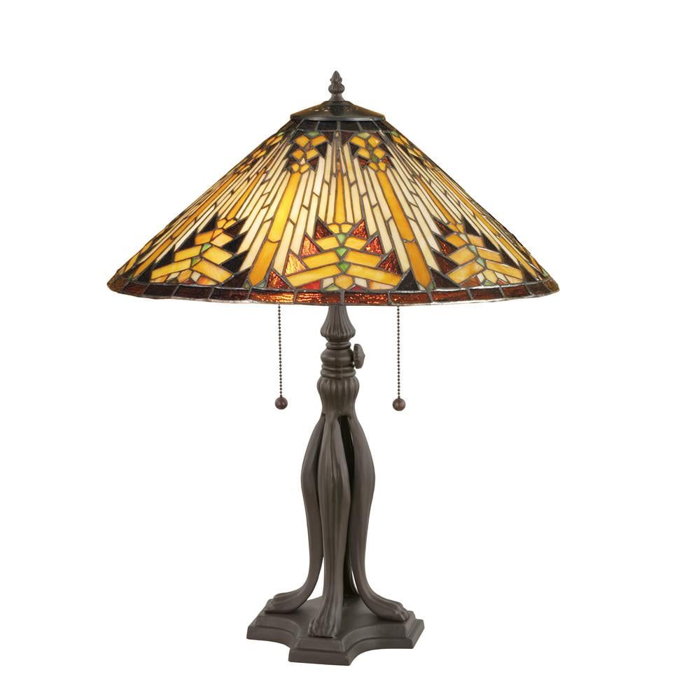 Nuevo Mission 2-Light 25.5" Bronze Table Lamp with Stained Glass Shade