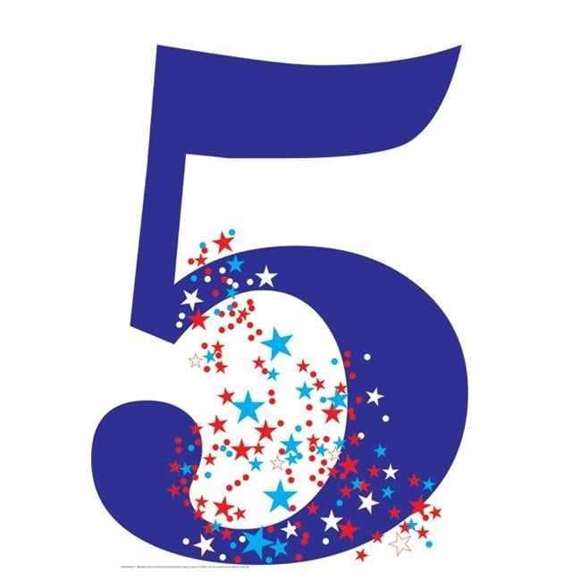 Patriotic Blue Number 5 Cardboard Stand-Up with Stars