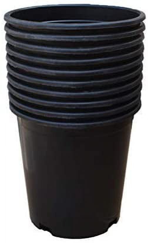 Black Cylindrical Nursery Pots with Drainage Holes, 5 Gallon, Set of 10