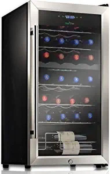 Stainless Steel Dual-Zone 28-Bottle Freestanding Wine Cooler