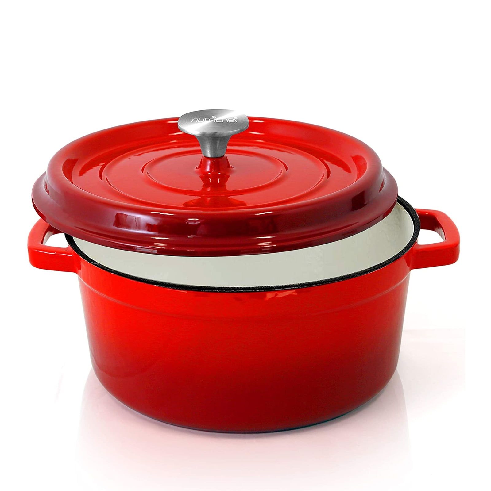 Red 5-Quart Enameled Cast Iron Dutch Oven with Lid