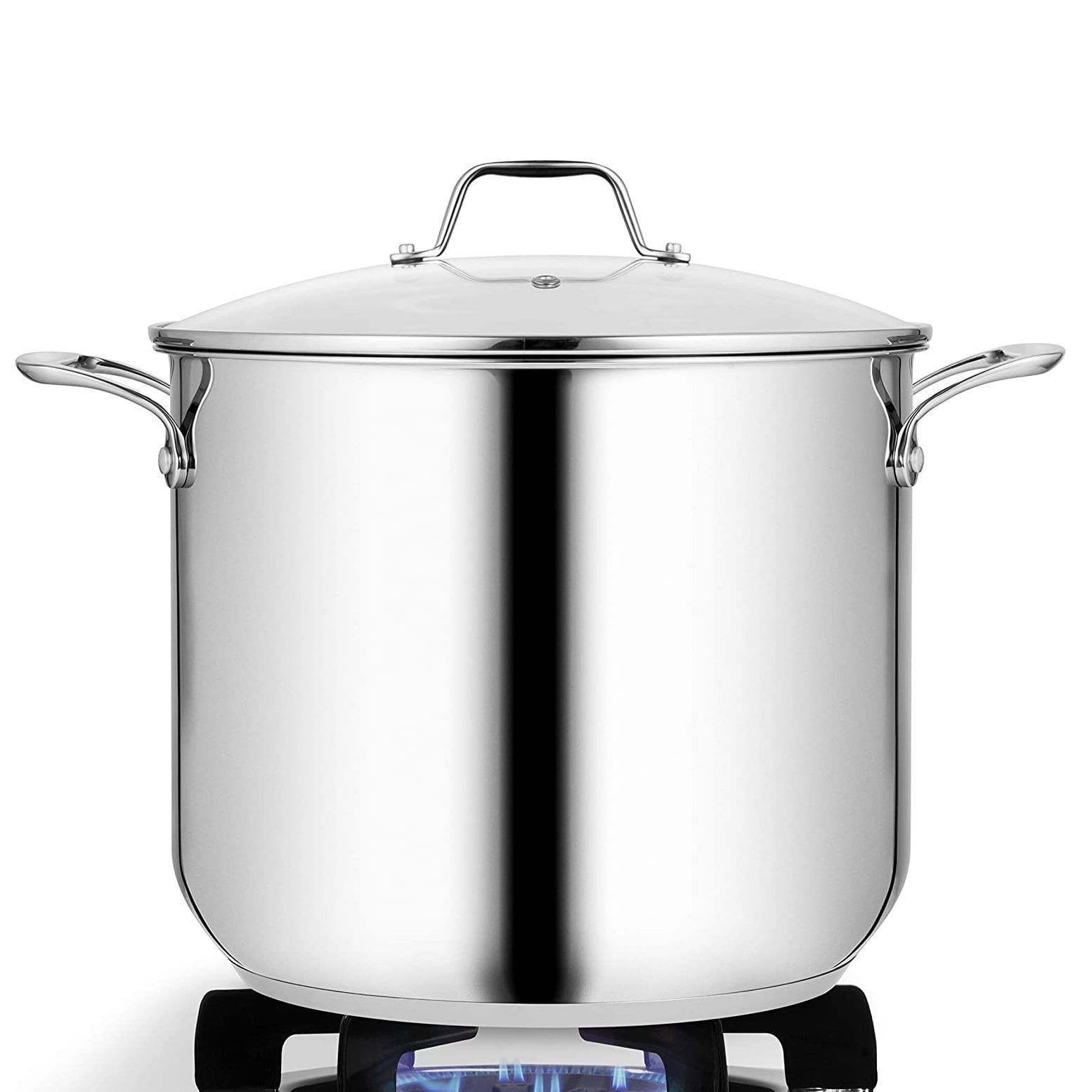 NutriChef 15-Quart Stainless Steel Stock Pot with Glass Lid