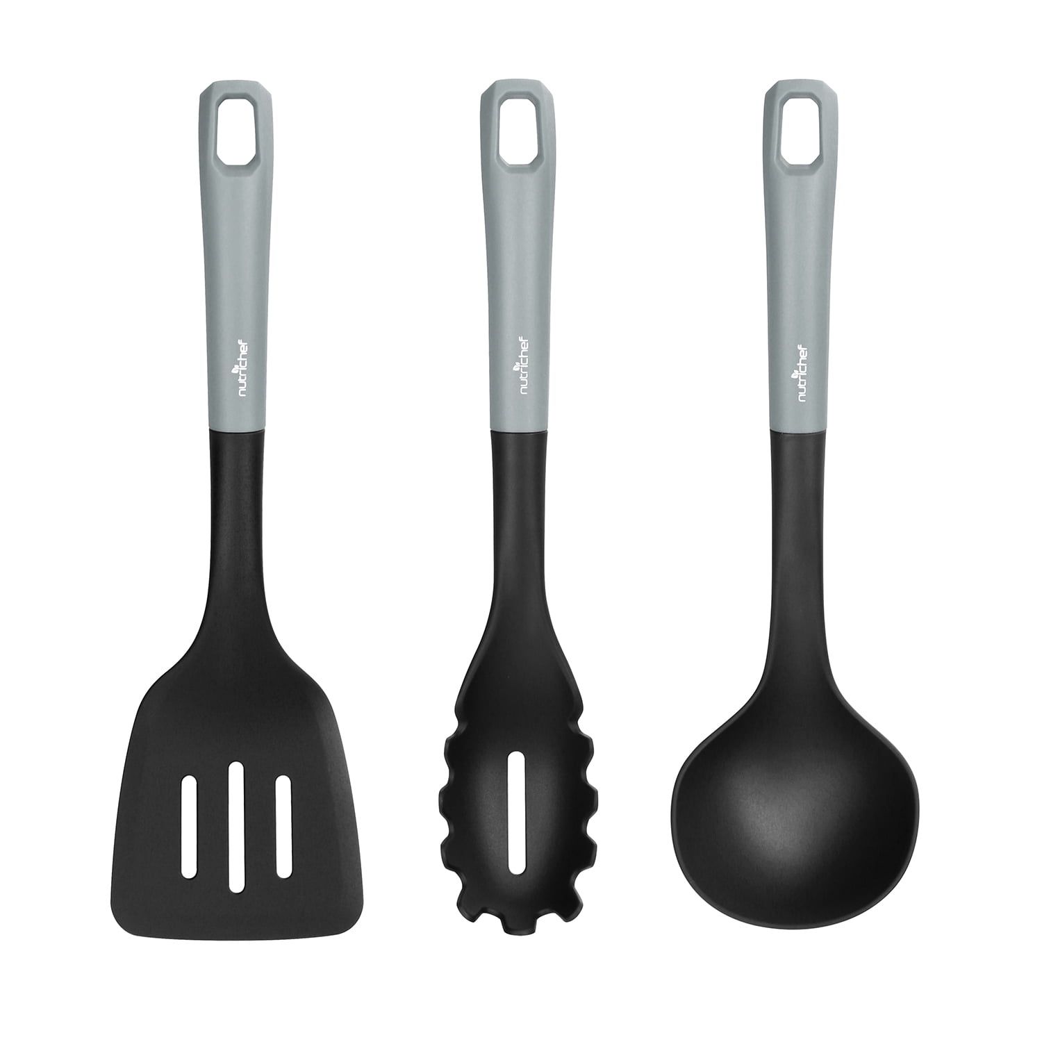 Silicone Gray and Black Cooking Utensils Set