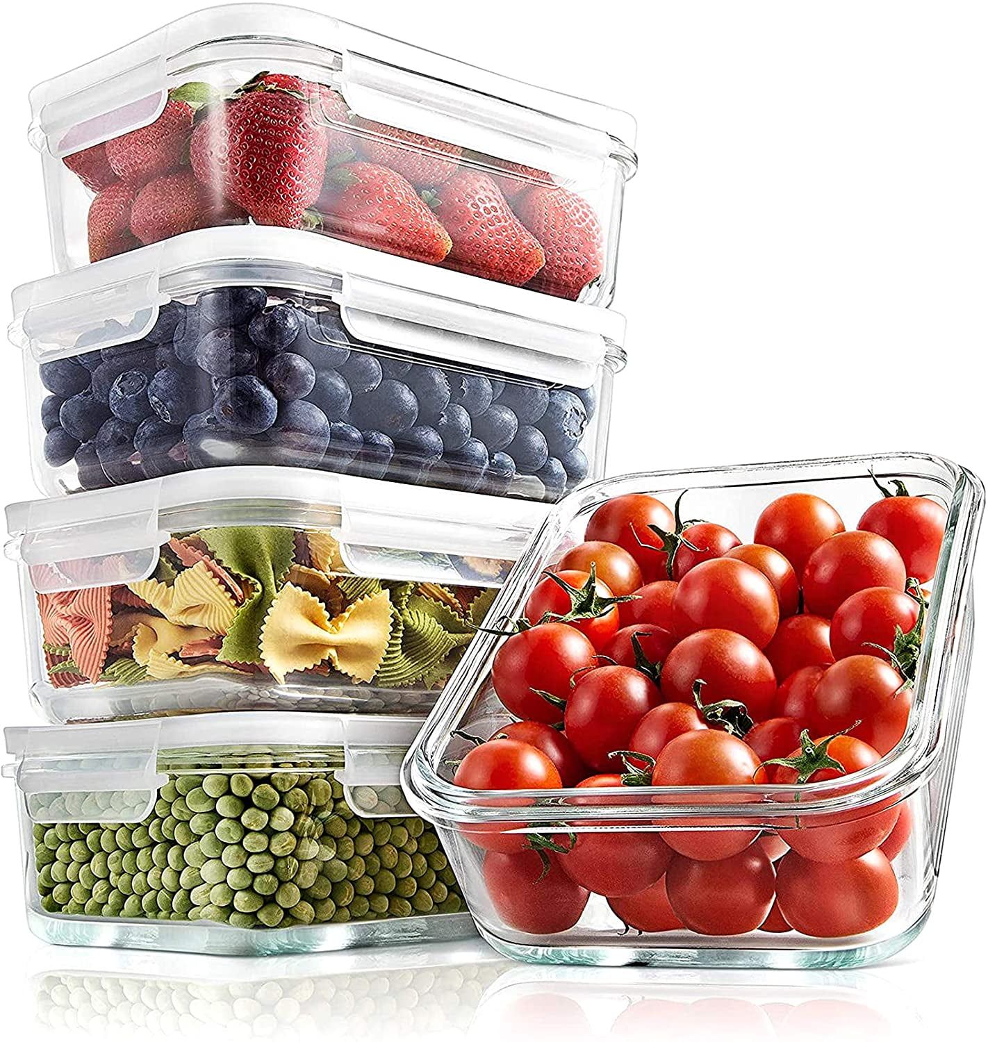 Clear Borosilicate Glass Meal Prep Containers with Flip Top Lids