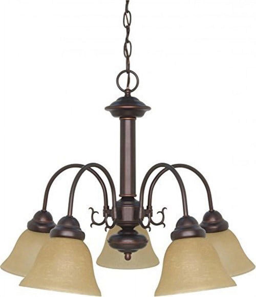 Elegant Ballerina 5-Light Chandelier in Mahogany Bronze with Champagne Linen Glass