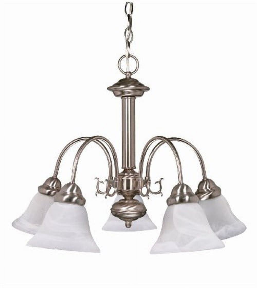 Ballerina Brushed Nickel 5-Light Chandelier with Alabaster Glass Shades