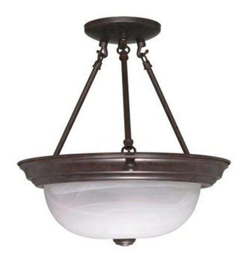 Old Bronze Alabaster Glass 13" Semi-Flush Ceiling Light