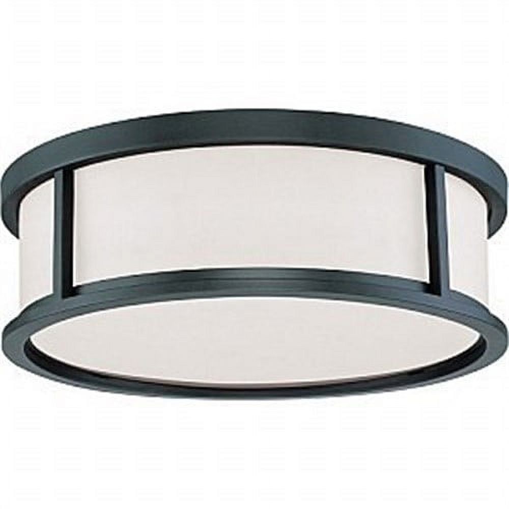 Odeon 17" Aged Bronze Flush Dome with Satin White Glass