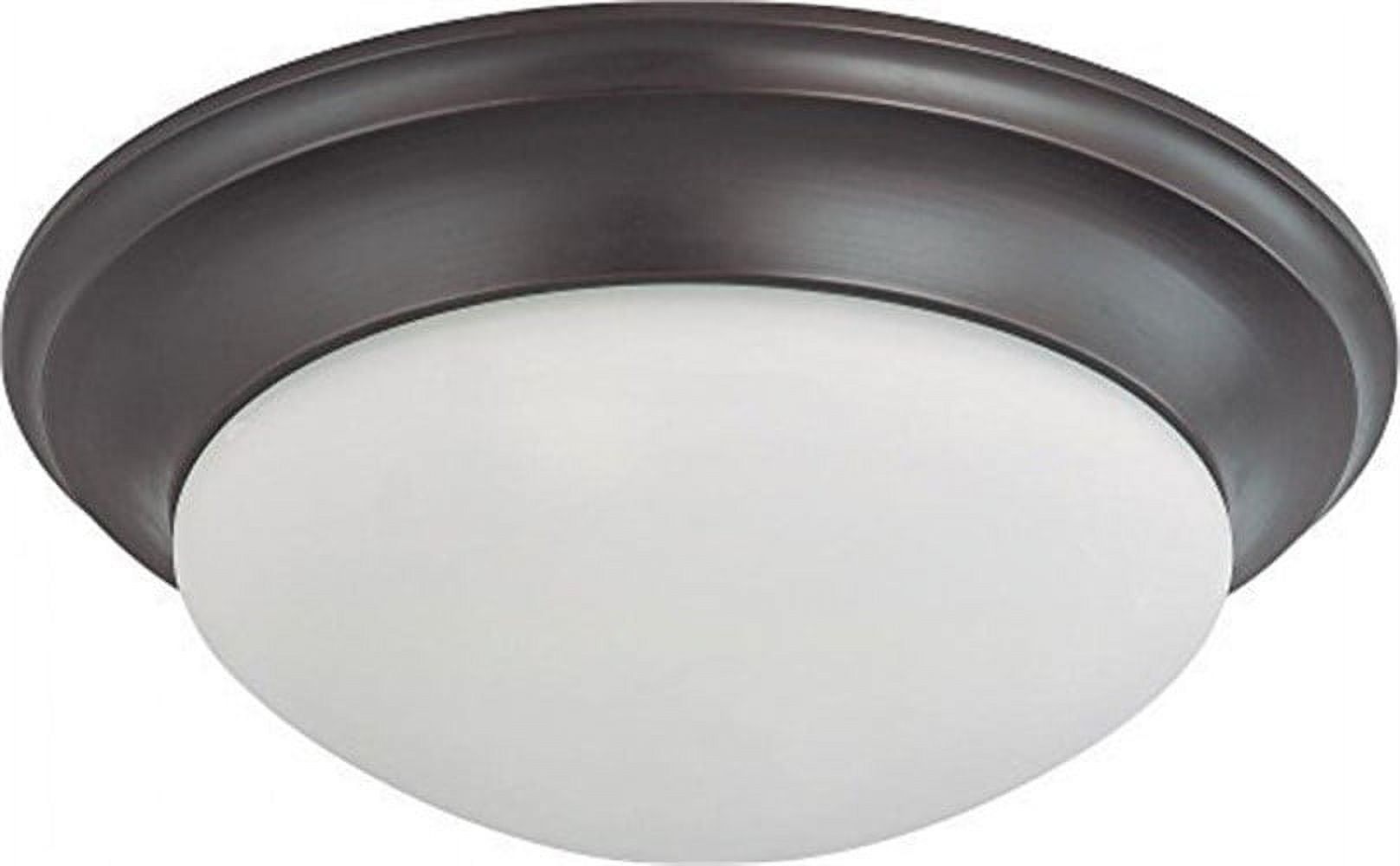 Brushed Nickel 17" Indoor/Outdoor Energy Star Flush Mount with Frosted White Glass