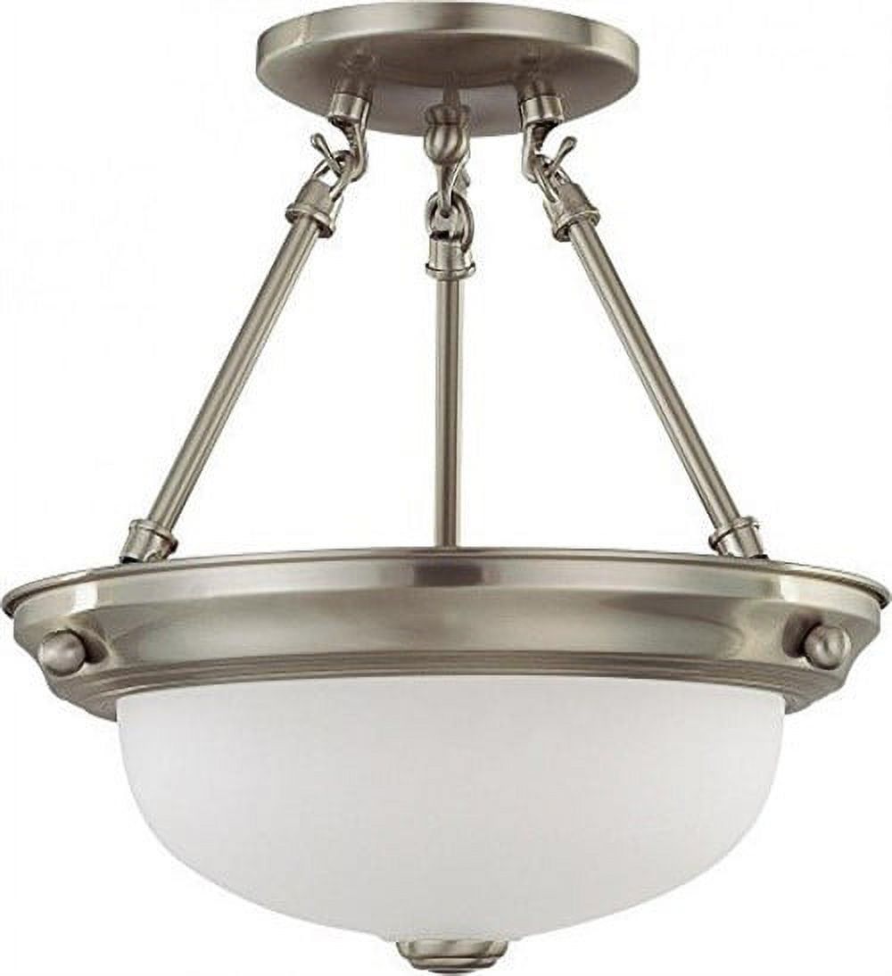 Brushed Nickel 12" Semi-Flush Light with Frosted Glass