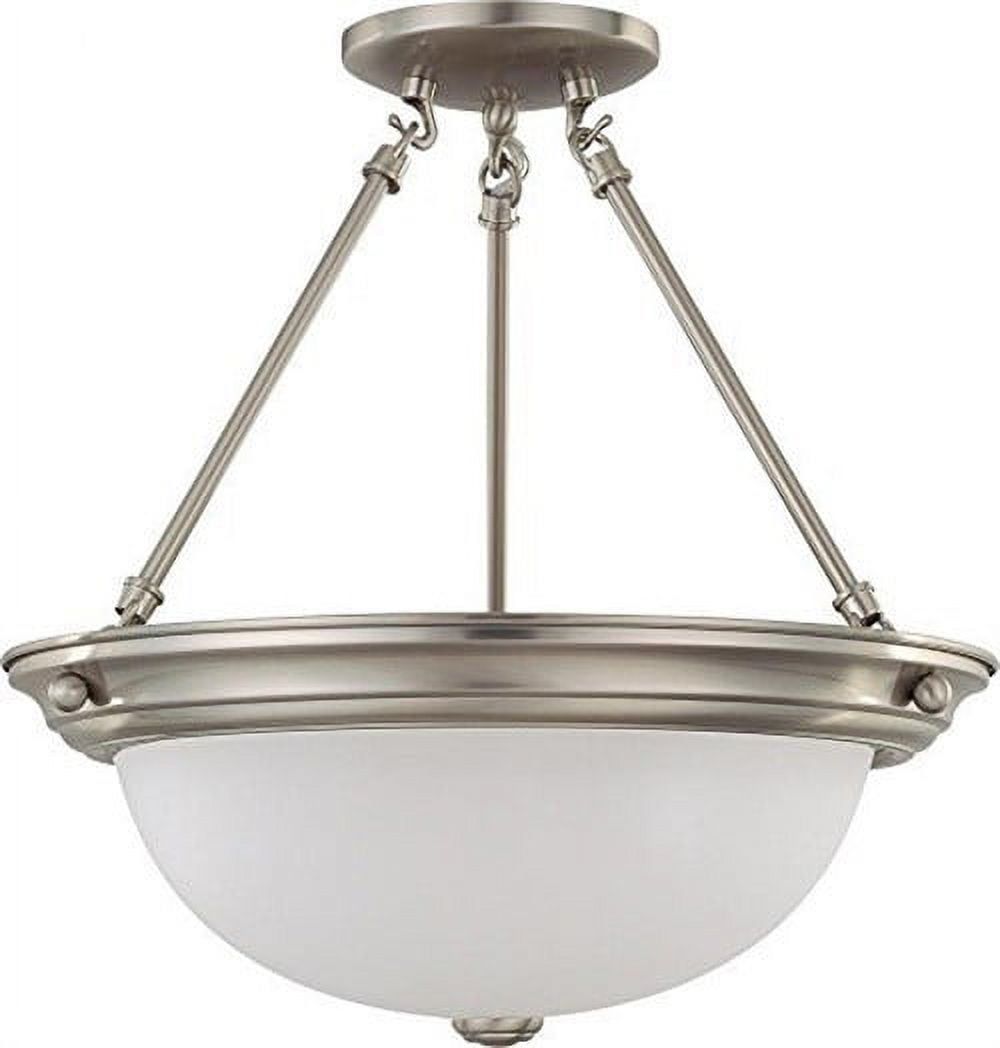 Elegant 15'' Brushed Nickel & Frosted White Glass Bowl Light