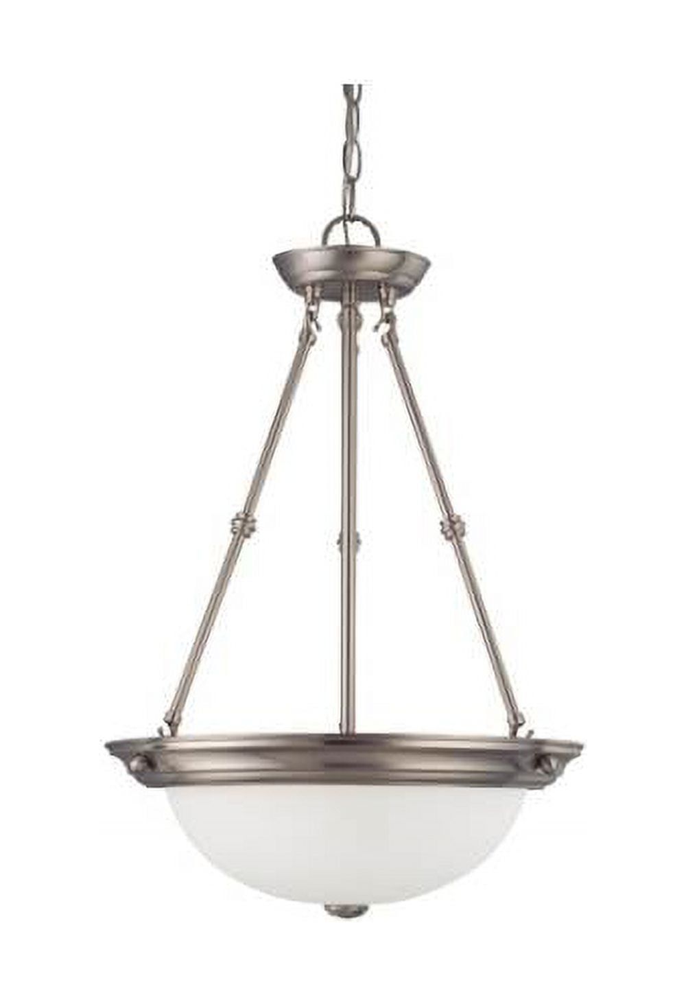 Elegant Frosted White Glass 15" Pendant in Brushed Nickel