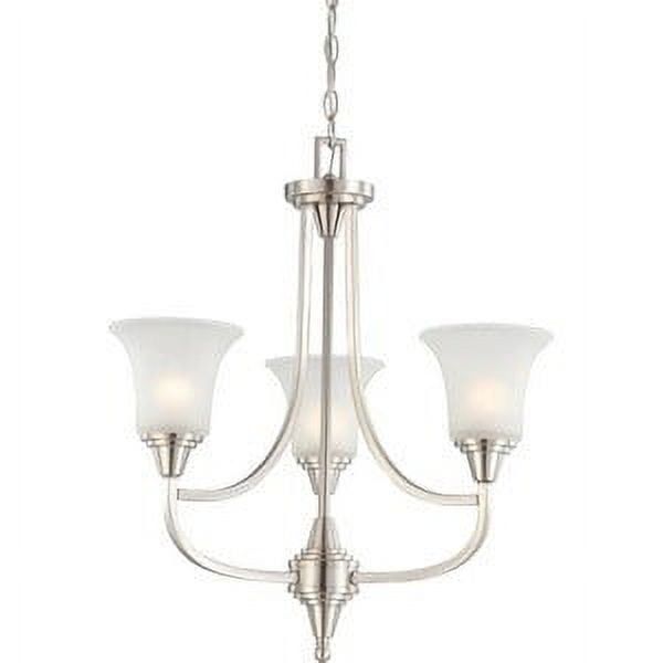 Surrey Brushed Nickel 24" Square 3-Light Chandelier with Frosted Glass