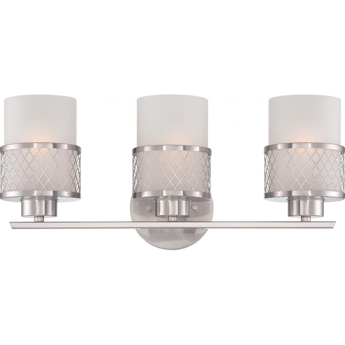 Fusion Nickel 3-Light Vanity Fixture with Frosted Glass