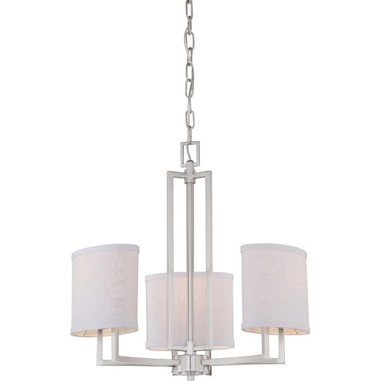 Gemini 3-Light Brushed Nickel Chandelier with Slate Gray Fabric Shades