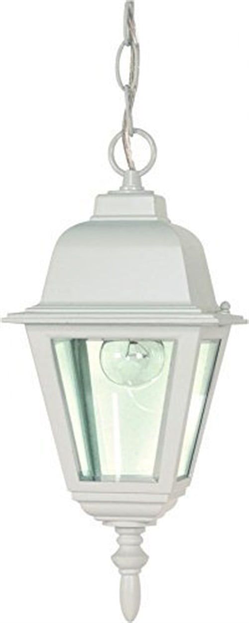 Briton Elegant White 10" Clear Glass Outdoor Hanging Lantern