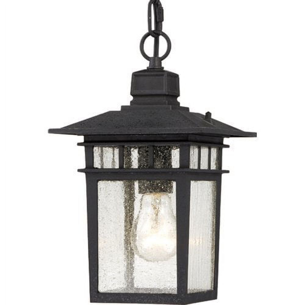 Textured Black 12" Outdoor Hanging Lantern with Seeded Glass