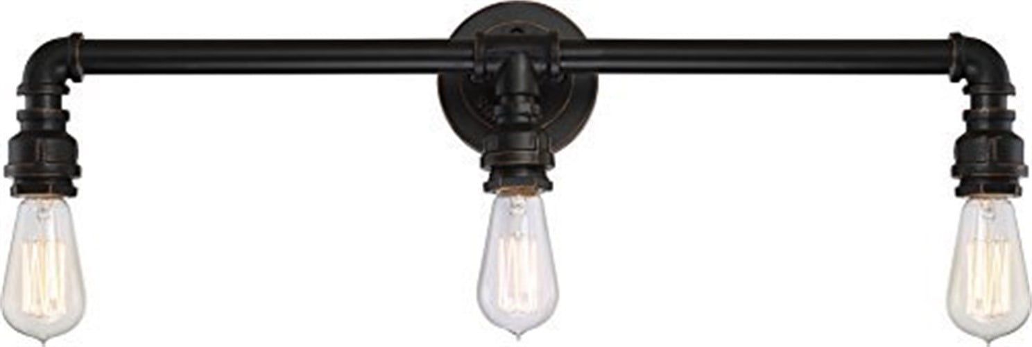 Industrial Bronze 3-Light Vanity Fixture with Edison Bulbs