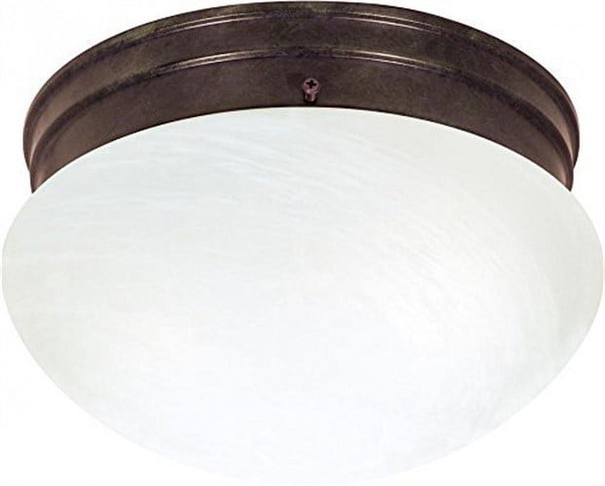 Elegant Alabaster Glass & Old Bronze Drum Flush Mount Light