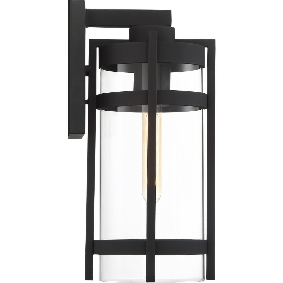 Black Metal Large Outdoor Lantern with Clear Glass