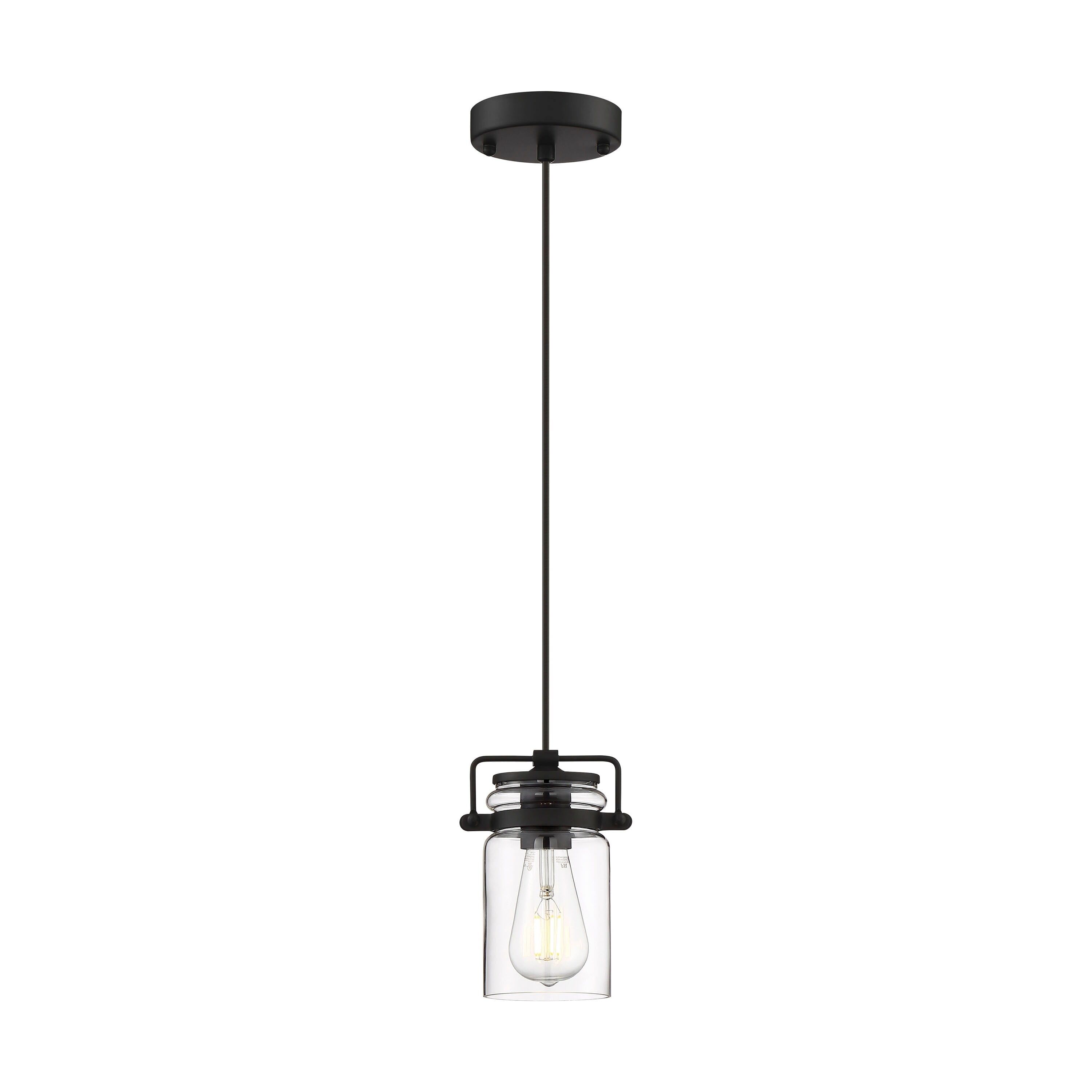 Antebellum Mini Jar Pendant Light in Matte Black with Clear Glass