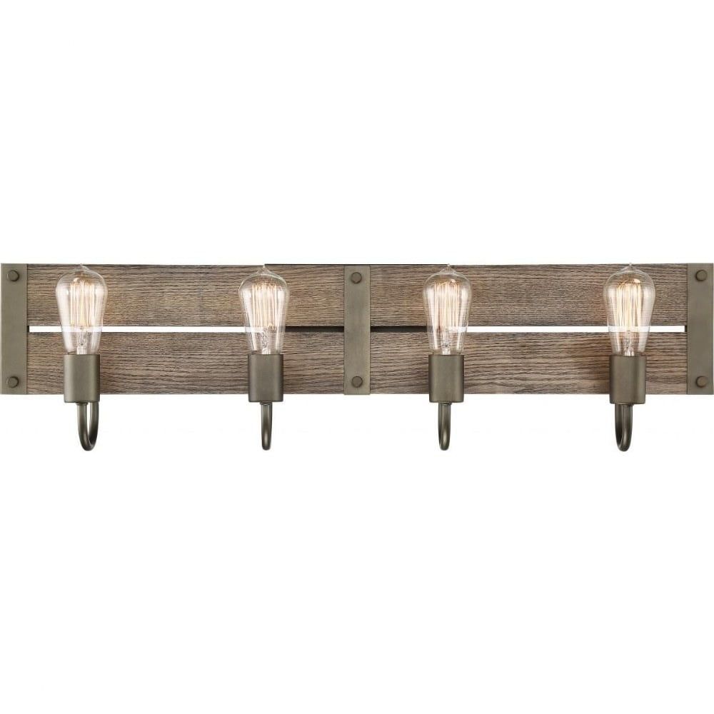 Winchester 4-Light Bronze & Aged-Wood Vanity Wall Sconce