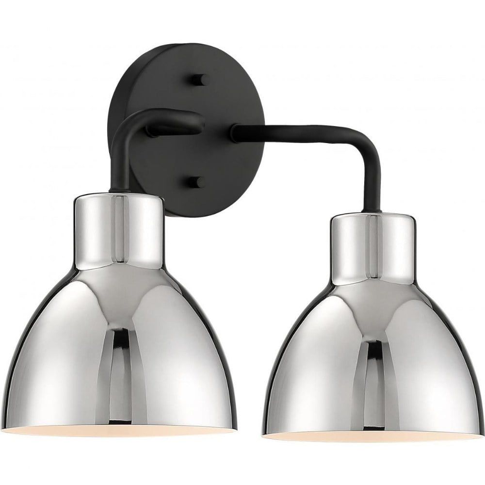 Sloan Matte Black and Polished Nickel 2-Light Vanity Fixture