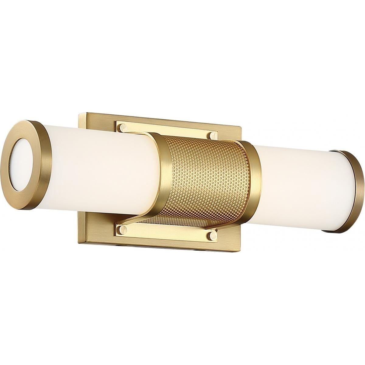 Brushed Brass Cylinder LED Vanity Light 13" Wide