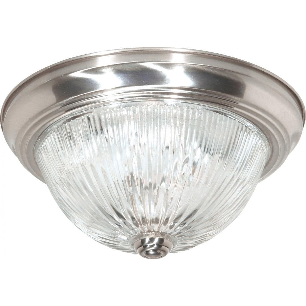 Brushed Nickel 13'' Flush Mount Ceiling Light with Clear Ribbed Glass