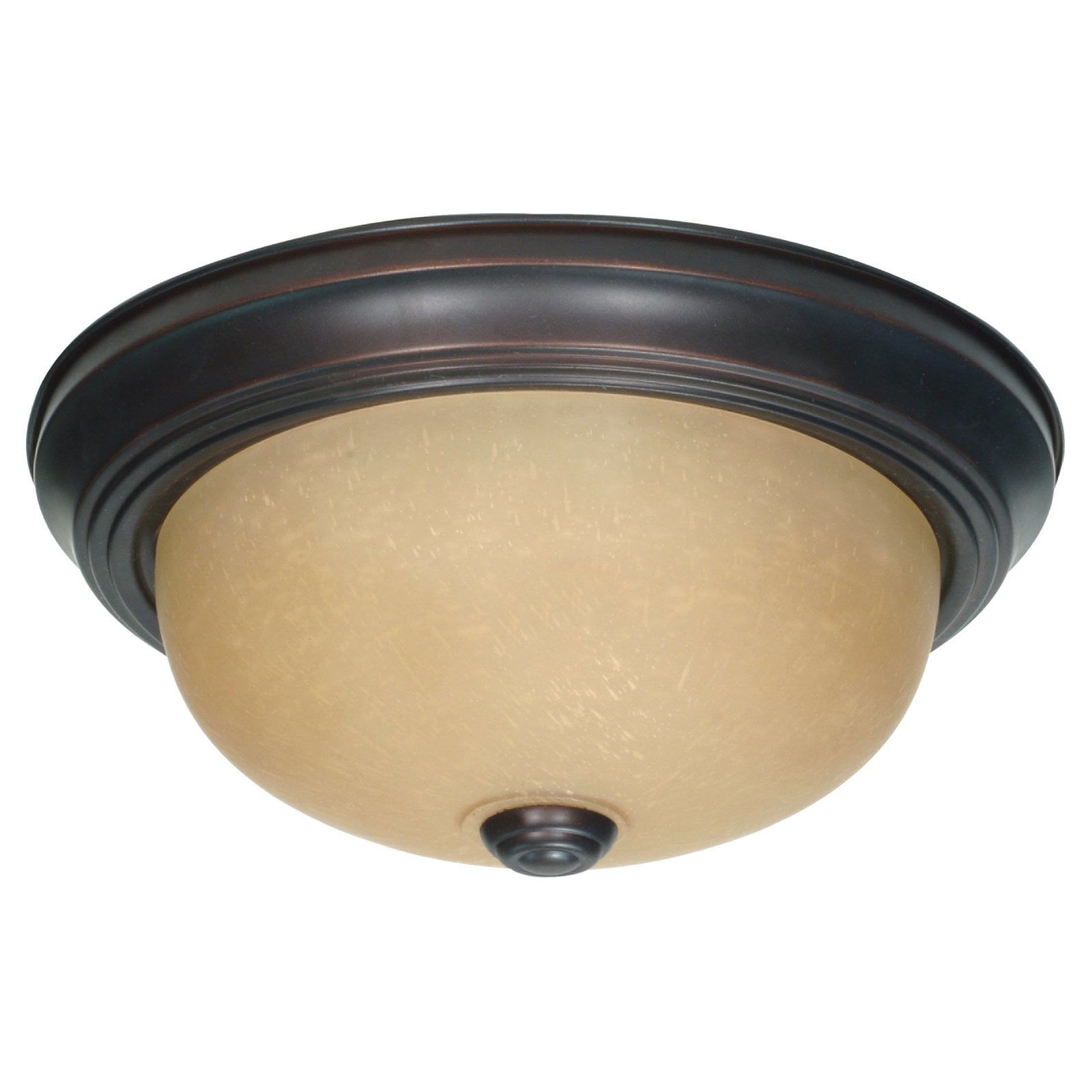 Elegant Mahogany Bronze 15" Flush Mount with Champagne Glass Shade