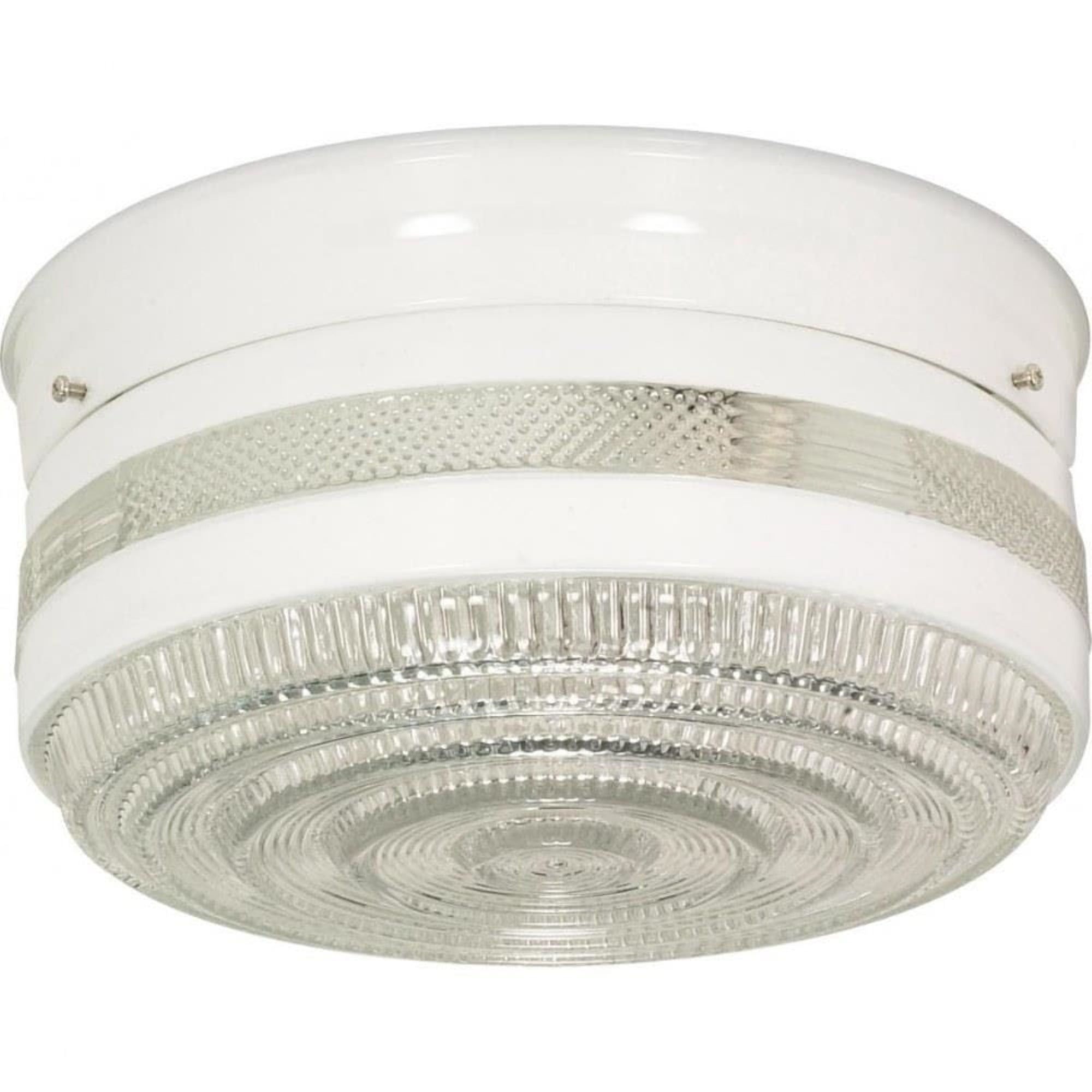 Elegant Crystal Drum Dual Flush Mount Light - 10" White