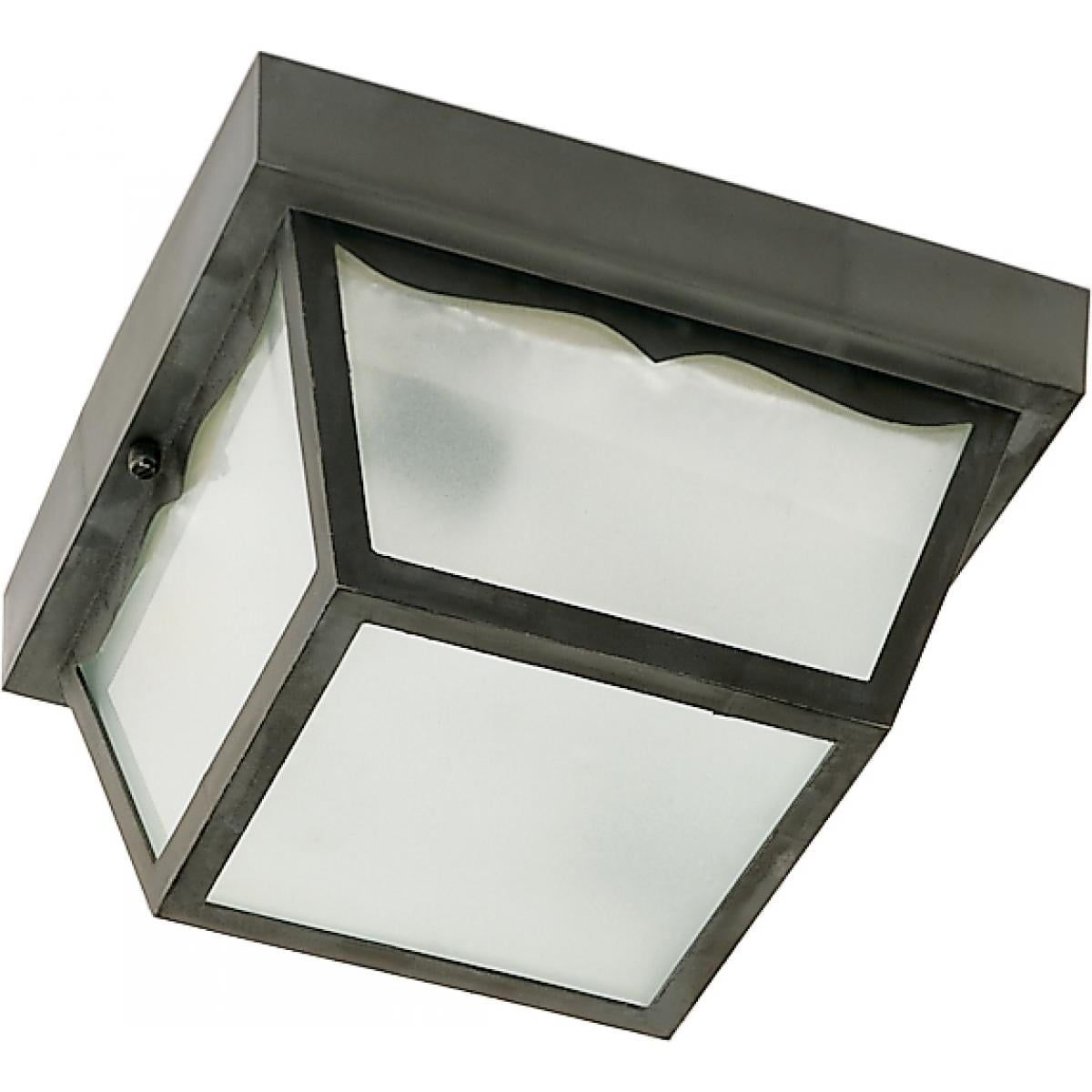 Elegant Black Aluminum 10'' Square Flush Mount for Indoor/Outdoor