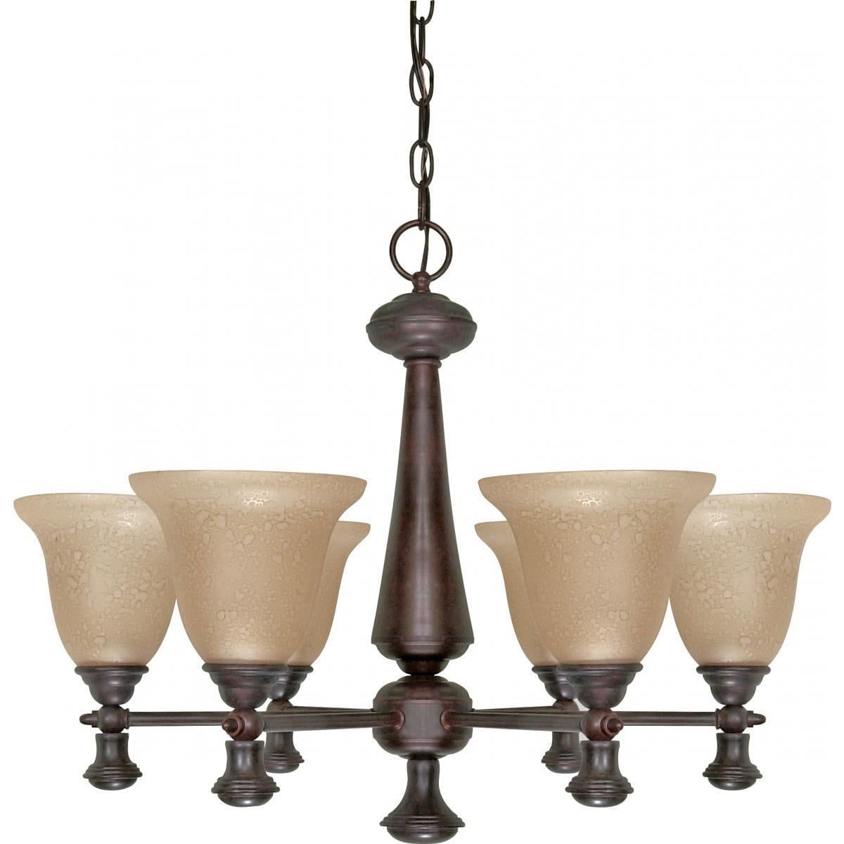 Mericana Classic 6-Light Chandelier with Amber Water Glass - Old Bronze