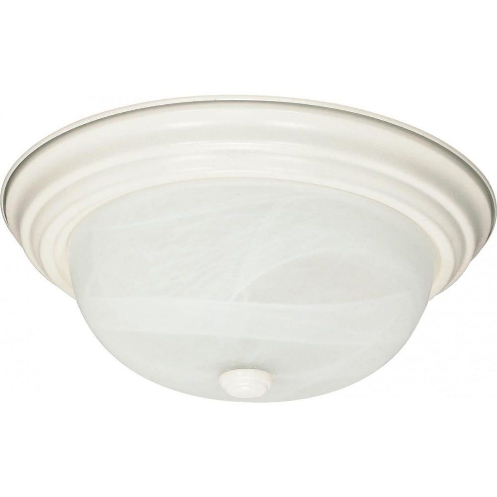 Textured White Alabaster Glass 11" Flush Mount Ceiling Fixture