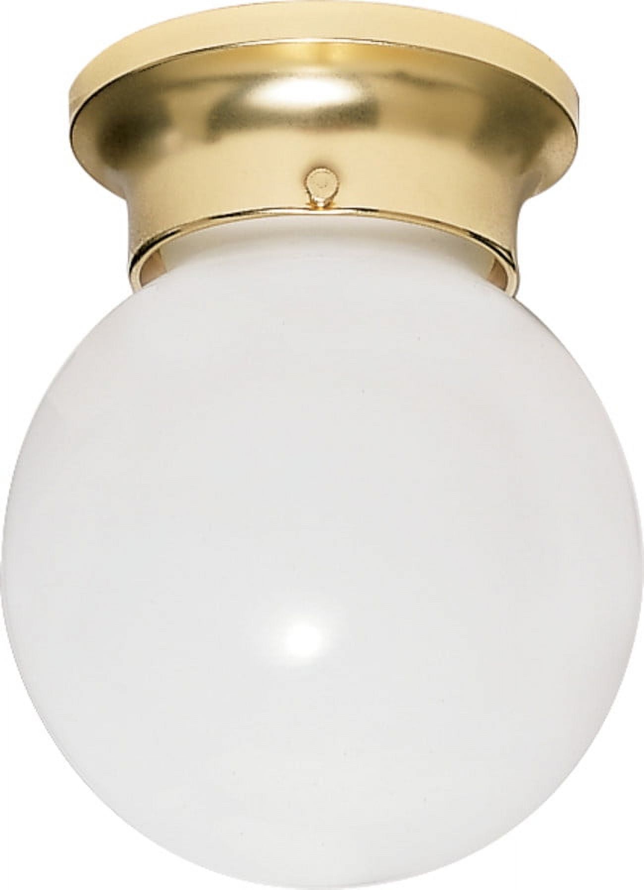 Polished Brass Globe Flush Mount Ceiling Light with Glass Shade