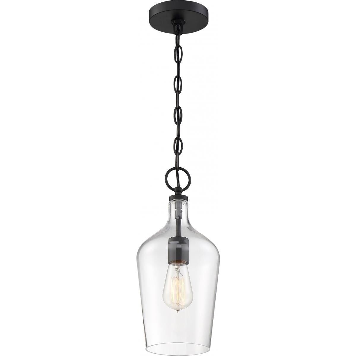 Hartley 14'' Matte Black and Clear Contemporary Pendant Light